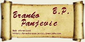 Branko Panjević vizit kartica